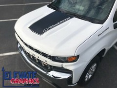 For Chevy Silverado 1500 Center Hood Graphics Vinyl Stripes Decals Sticker 19-23