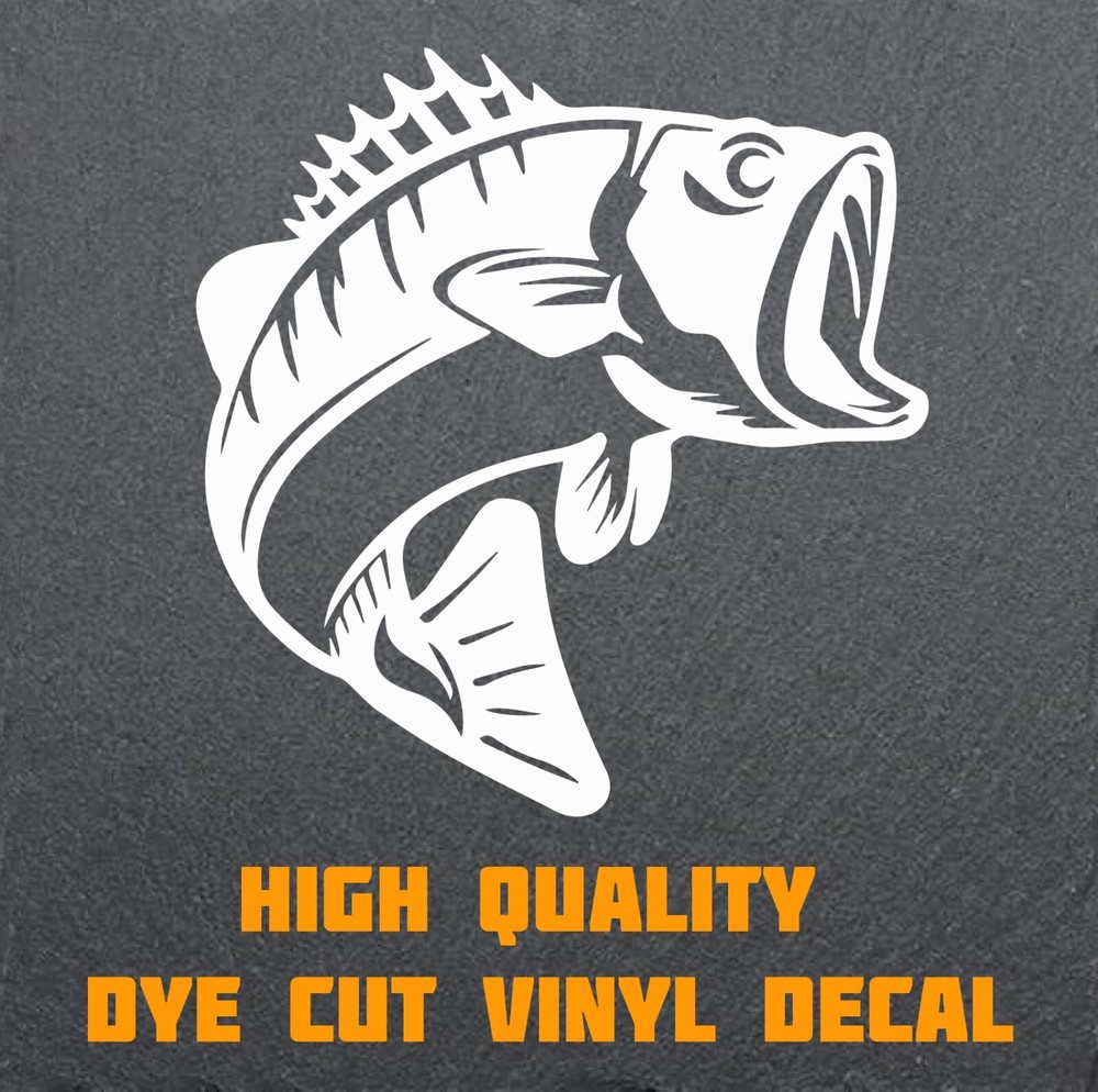 Fishing Bass Decal. 6″High ASSORTED Colors. High Quality FREE Shipping!
