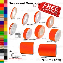 FLUORESCENT ORANGE Roll Car PIN STRIPE PinStriping Line TAPE Decal Vinyl Sticker