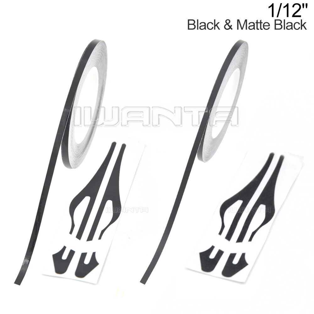 1/12″ 2mm Black & Matte Black Pinstriping Pin Stripe DIY Vinyl Decals Sticker