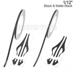 1/12″ 2mm Black & Matte Black Pinstriping Pin Stripe DIY Vinyl Decals Sticker
