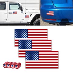 Reflective Red American Flag Sticker Tire Valve Stem Caps for Car, Trunk, SUV