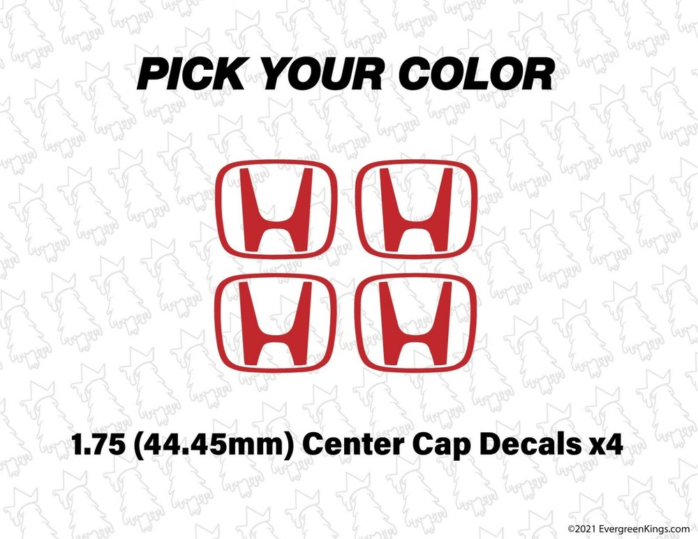 1.75 Inch 44 mm Center Cap Rim Decals for 92-00 Honda Civic Si Fit CRX EG EK EF