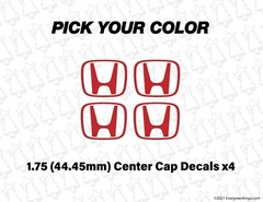 1.75 Inch 44 mm Center Cap Rim Decals for 92-00 Honda Civic Si Fit CRX EG EK EF