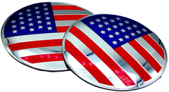 2x American Flag Sticker Decal Fender Emblem Aluminum Dome Shape Car Truck 2.20″