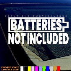 Batteries Not Included Humor Joke EV Vinyl Sticker Decal 5″