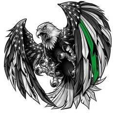 Thin Green Line Military American Flag Eagle Decal
