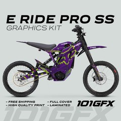 E Ride Pro SS Graphics Kit FOX Race Line Purple Green Decals Stickers ERide