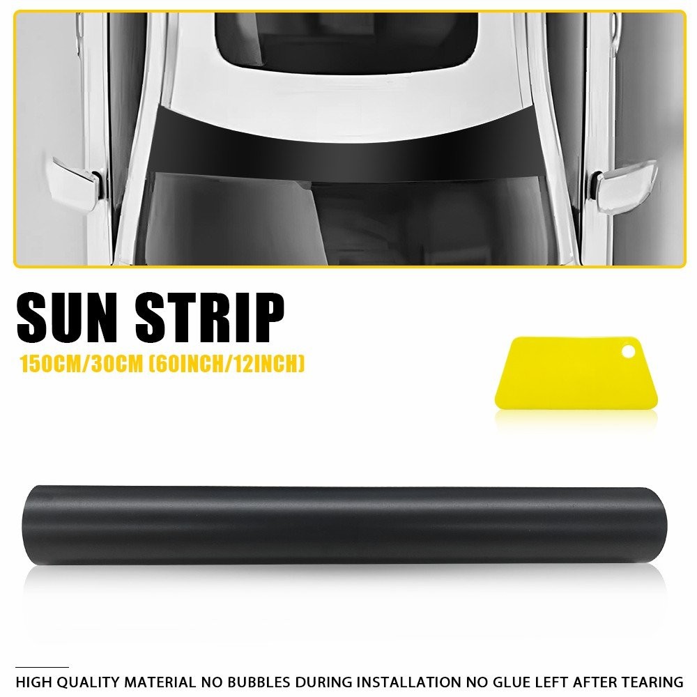 12*60inch Matte Black Windshield Sun Vinyl Visor Banner Blank Cover USA Sticker