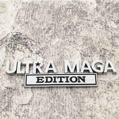 2Pcs 3D Zinc Alloy ULTRA MAGA EDITION Metal Letter Badge Car Emblem Bumper Decal