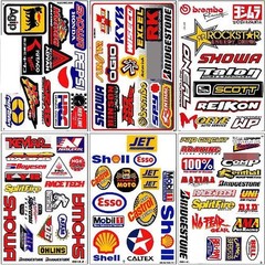 Set of 6 Multicolor Racing Stickers by Biker for Car, Metal, Plastic, Clear