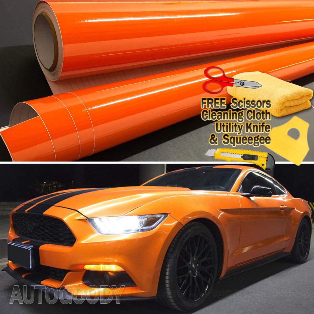 24″ x 60″ Super Gloss Orange Vinyl Film Wrap Sticker Air Bubble Free 2ft x 5ft