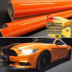 24″ x 60″ Super Gloss Orange Vinyl Film Wrap Sticker Air Bubble Free 2ft x 5ft