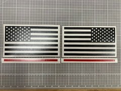 Pair Matte Black American Flag Vinyl Stickers, Thin Red Line, Fire Fighter