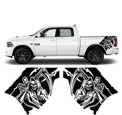 COMPATIBLE WITH DODGE RAM Grim Reaper Bed GRAPHICS VINYL BEDSIDES REAR .. Set