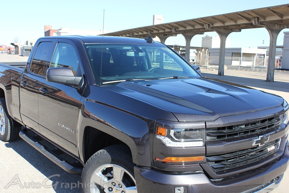 2016-2018 Chevy Silverado Vinyl Graphic LATERAL Hood Spikes Spear Stripe Decal