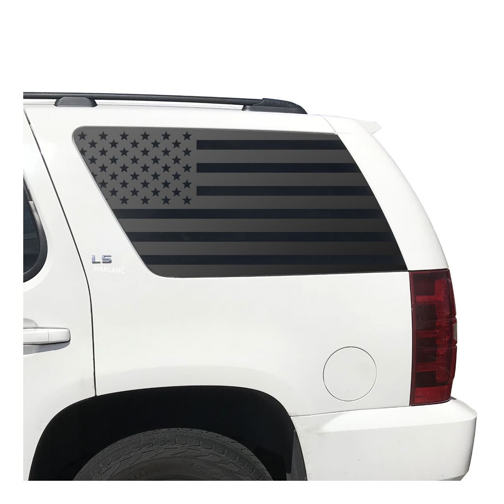 USA Flag Decals for Chevy Tahoe and GMC Yukon 3rd window 2007-2014 CT3-QR1