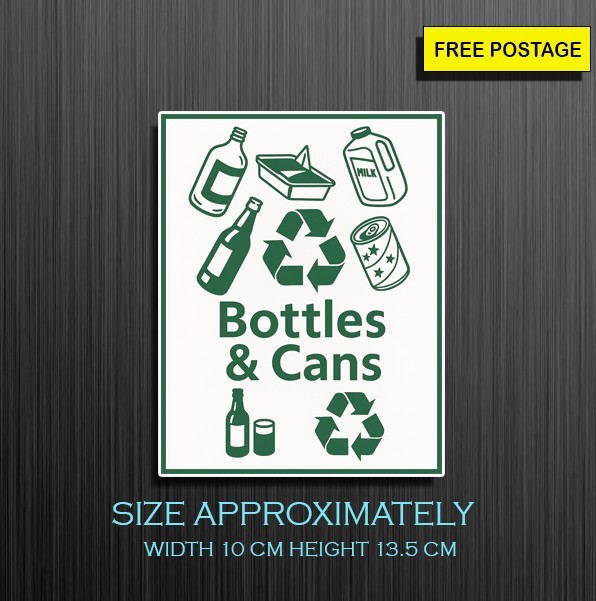 1X Bottles & Cans Sticker, Self adhesive waterproof vinyl sticker