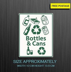 1X Bottles & Cans Sticker, Self adhesive waterproof vinyl sticker