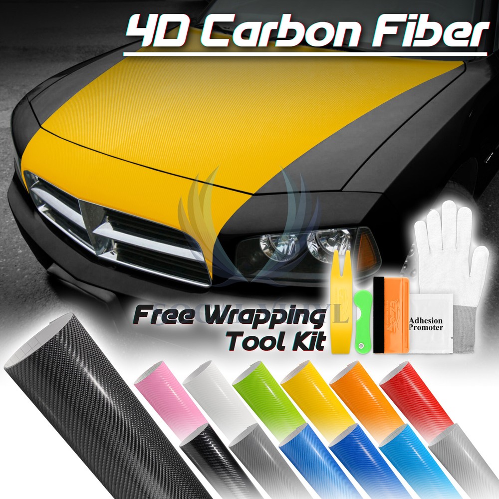 4D Carbon Fiber Semi Glossy Vinyl Sticker Wrap Decal Sheet Bubble Free Film DIY