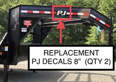 PJ Trailers Tongue Replacement 8” Stickers White (set Of 2) Gooseneck Trailer