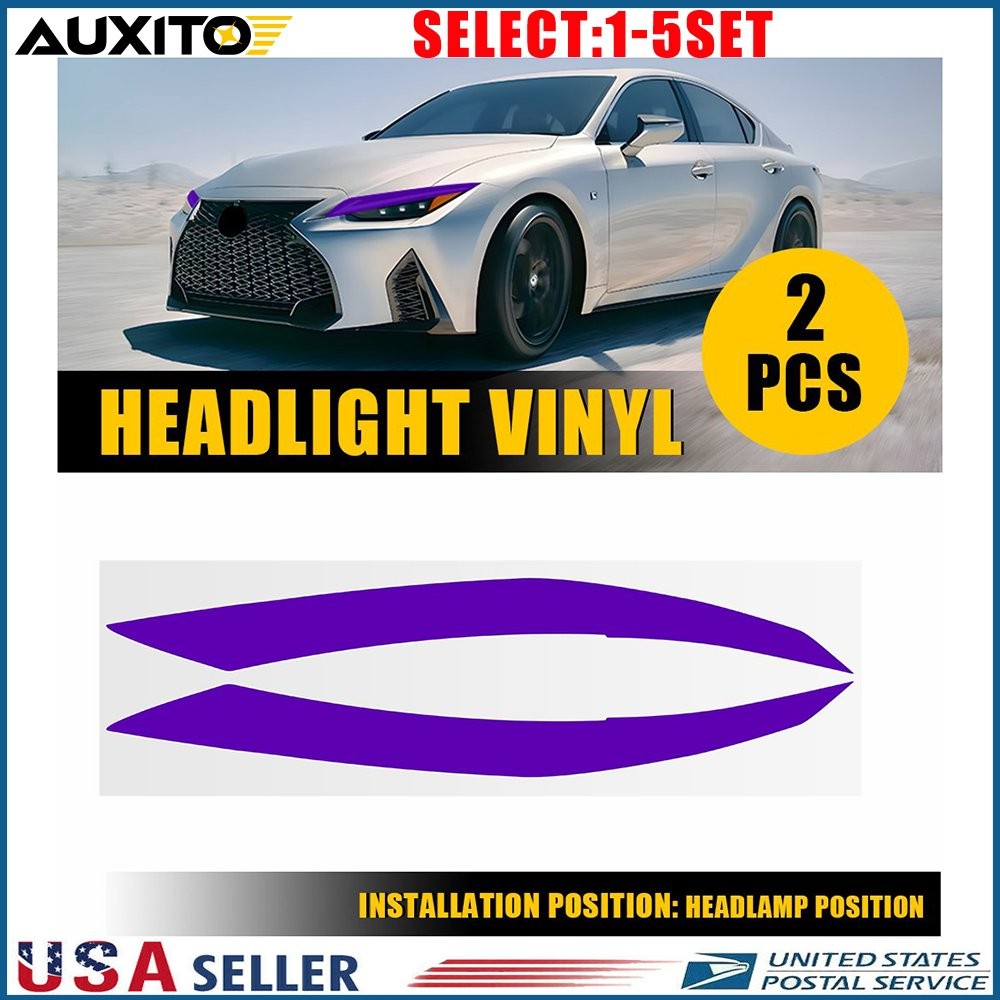 For Lexus IS 2021-2025 Purple Smoked Headlight DRL Tint Overlay Vinyl 2-10X