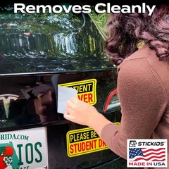Stickios Student Driver Stickers (Non-Magnetic) for 10.5 x 4 inches, Yellow