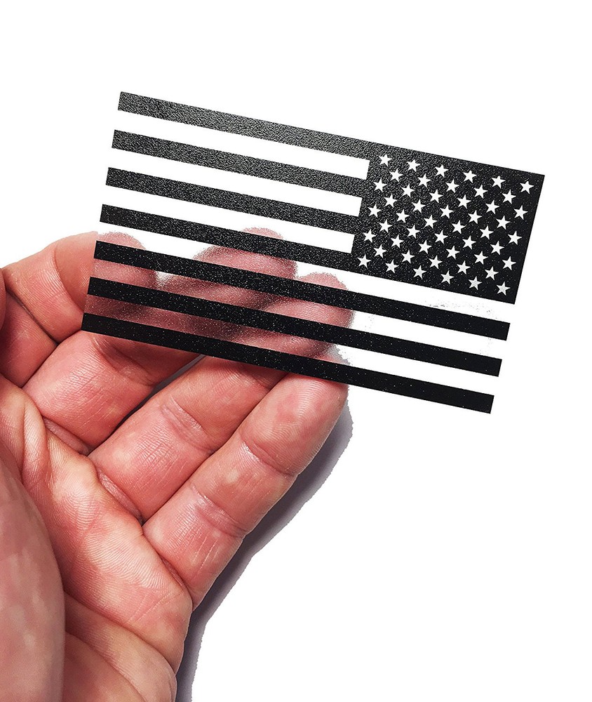 Reversed black on White American flag thick polycarbonate Decal 2″ x 3.5″