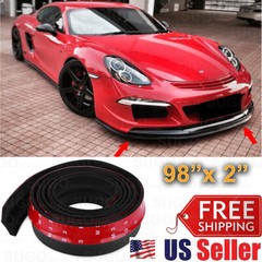 2″x98″ Car Front Bumper Lip Splitter Body Spoiler Protector Rubber Valence Chin