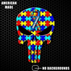 Autism Awareness Punisher Skull Sticker Decal Autistic Child Puzzle Ribbon USA