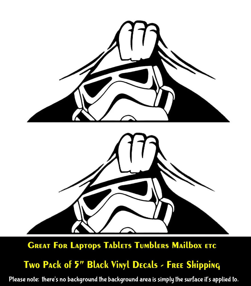 Stormtrooper Peeking Two 5″ Black Vinyl Decal Star Wars Car Truck Tablet Tumbler
