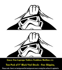 Stormtrooper Peeking Two 5″ Black Vinyl Decal Star Wars Car Truck Tablet Tumbler