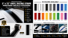 High-Performance Vinyl Racing Stripe Decal 2″ X 72″