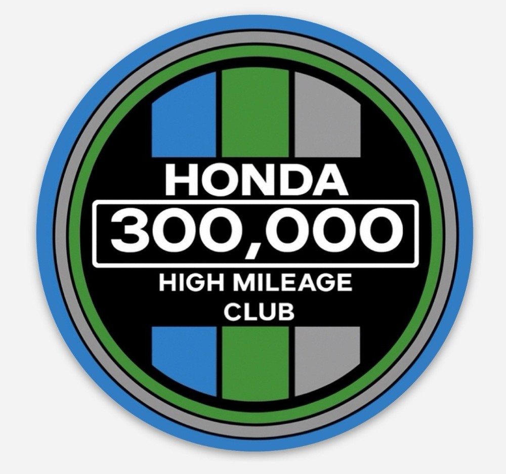 Retro HONDA High Mileage Club Vinyl Decal Sticker Civic, Accord, CRV 3”