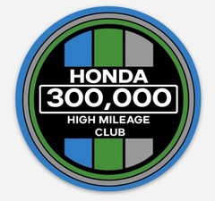 Retro HONDA High Mileage Club Vinyl Decal Sticker Civic, Accord, CRV 3”