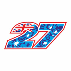 SW A Gloss Laminate sticker of the number 27 for rider Casey Stoner Small pair