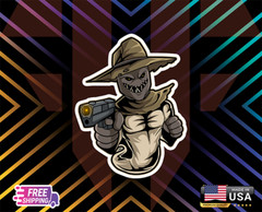 SPOOKY GHOST GUN STICKER.CAR, WINDOWN,LAPTOP,ETC LAMINATED 6YEARS+FREESTICKER