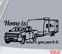 HOME IS WHERE YOU PARK IT Vinyl Decal Sticker Truck Window Bumper CAMPER RV LIFE