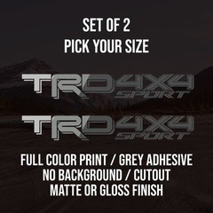 (2) TRD 4×4 Sport Off-Road Heritage Split Decals for Toyota Tacoma, Tundra