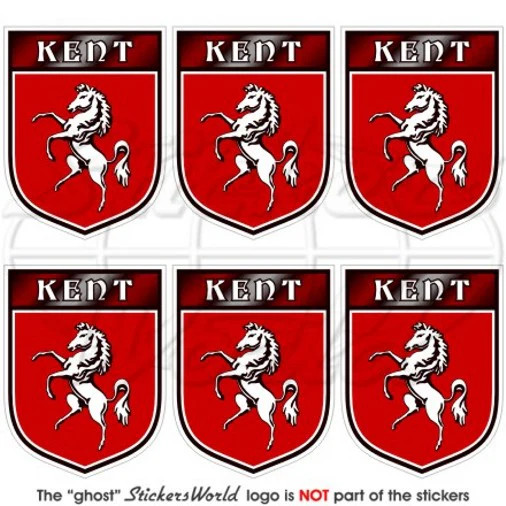 KENT County Shield England UK British 40mm (1.6″) Vinyl Stickers Decals x6