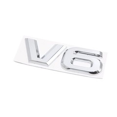 Silver Tone Metal V6 Pattern Adhesive Badge Emblem Sticker Decals for Car