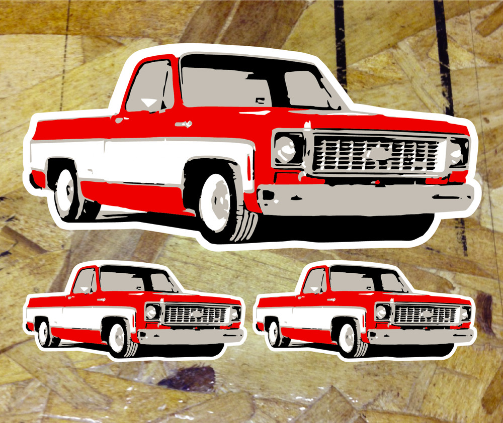 Chevy c10 1973 1974 1975 1976 1977 Sticker Pickup Truck Whitewall Window Decal