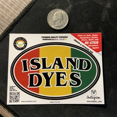 ISLAND DYES Restckable Sticker! Rasta~Surfing Skateboard-Tie Dye Sticker 3.75”