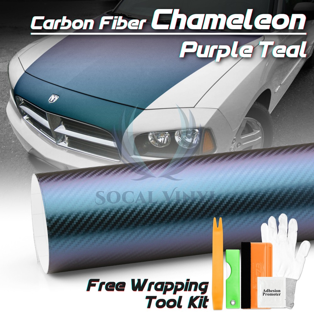 Chameleon 3D Carbon Fiber Matte Purple Teal Sticker Decal Vinyl Wrap Sheet Film
