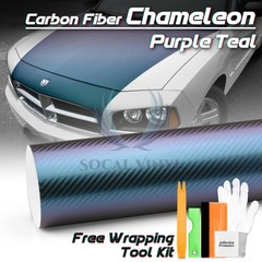 Chameleon 3D Carbon Fiber Matte Purple Teal Sticker Decal Vinyl Wrap Sheet Film