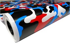 Red Blue White Black Camo Vinyl Car Wrap Film Sheet +Free Tools (2 feet & up )