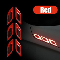 6Pcs Cool Red/Blue/White/Yellow/Green PVC 9cm x 3.5cm Car Reflective Stickers