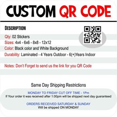 2 Pcs – Custom QR code – white background – LAMINATED
