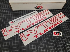I-VTEC TURBO (2pk) Racing Decals 12″ Vtec Stickers for Honda Civic Si Type R RSX