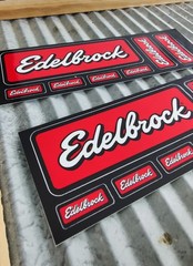 Pair Of Edelbrock 7 Decal Card Vintage racing Set. Nhra Hotrod Ratrod sticker